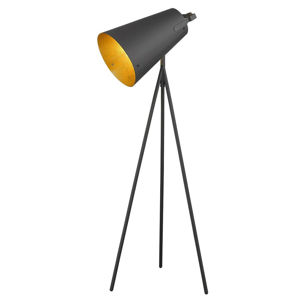 61" Tripod Floor Lamp With Gray Metal Cone Shade — view 2