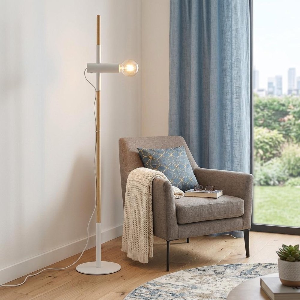 55" Brown And White Reading Floor Lamp HomeRoots