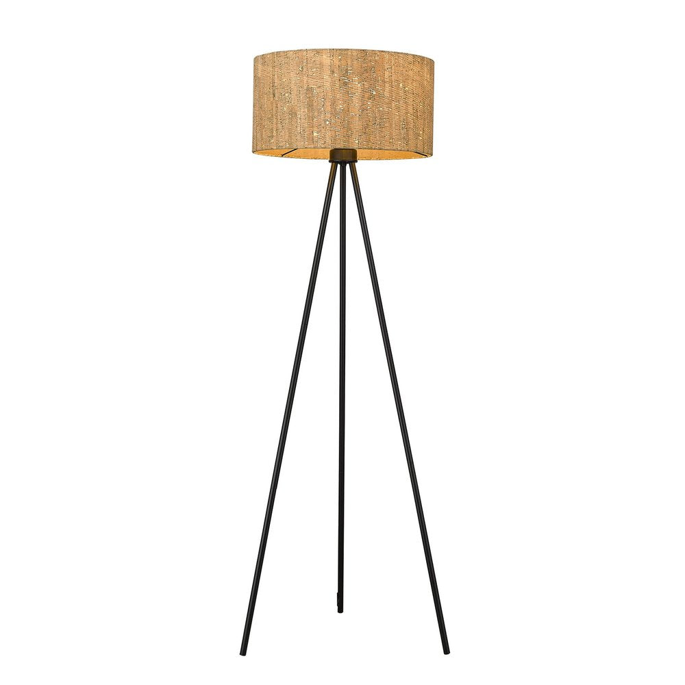 58" Brown And Black Metal Tripod Floor Lamp With Brown Shade HomeRoots