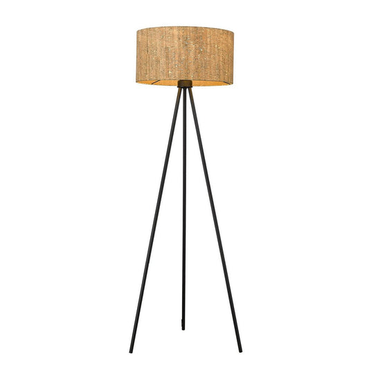 58" Brown And Black Metal Tripod Floor Lamp With Brown Shade HomeRoots