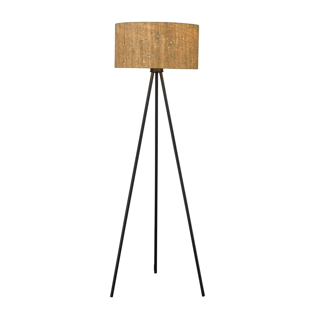 58" Brown And Black Metal Tripod Floor Lamp With Brown Shade HomeRoots
