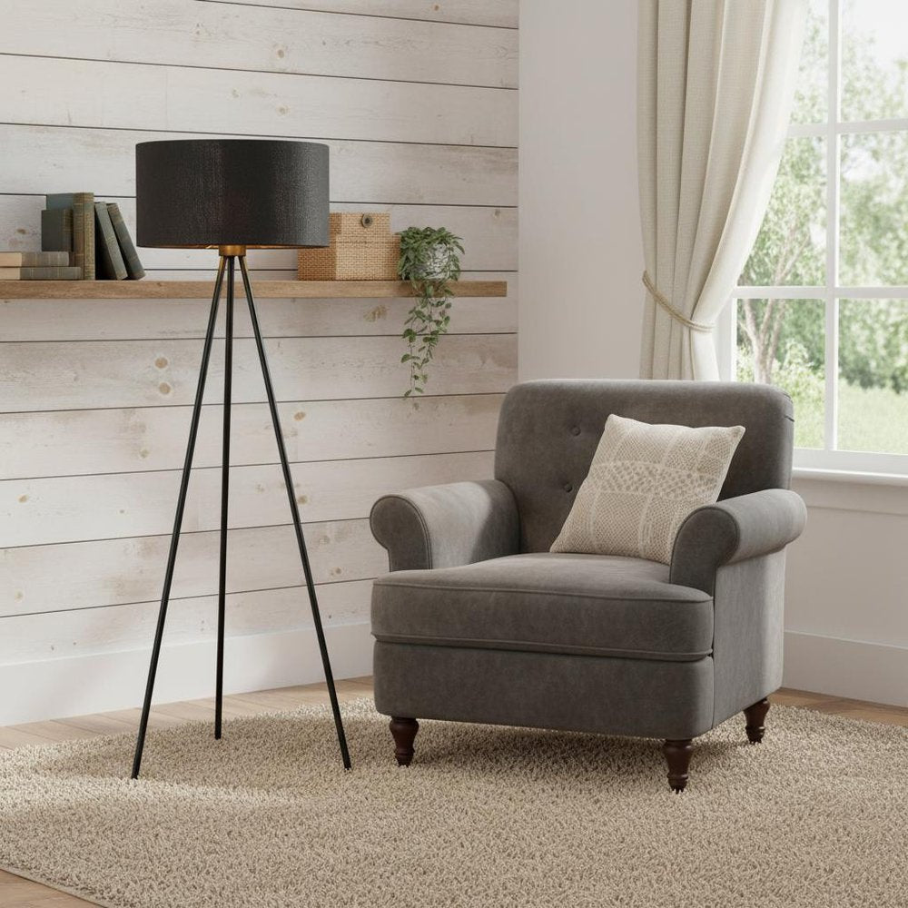 58" Matte Tripod Floor Lamp With Black Drum Shade HomeRoots