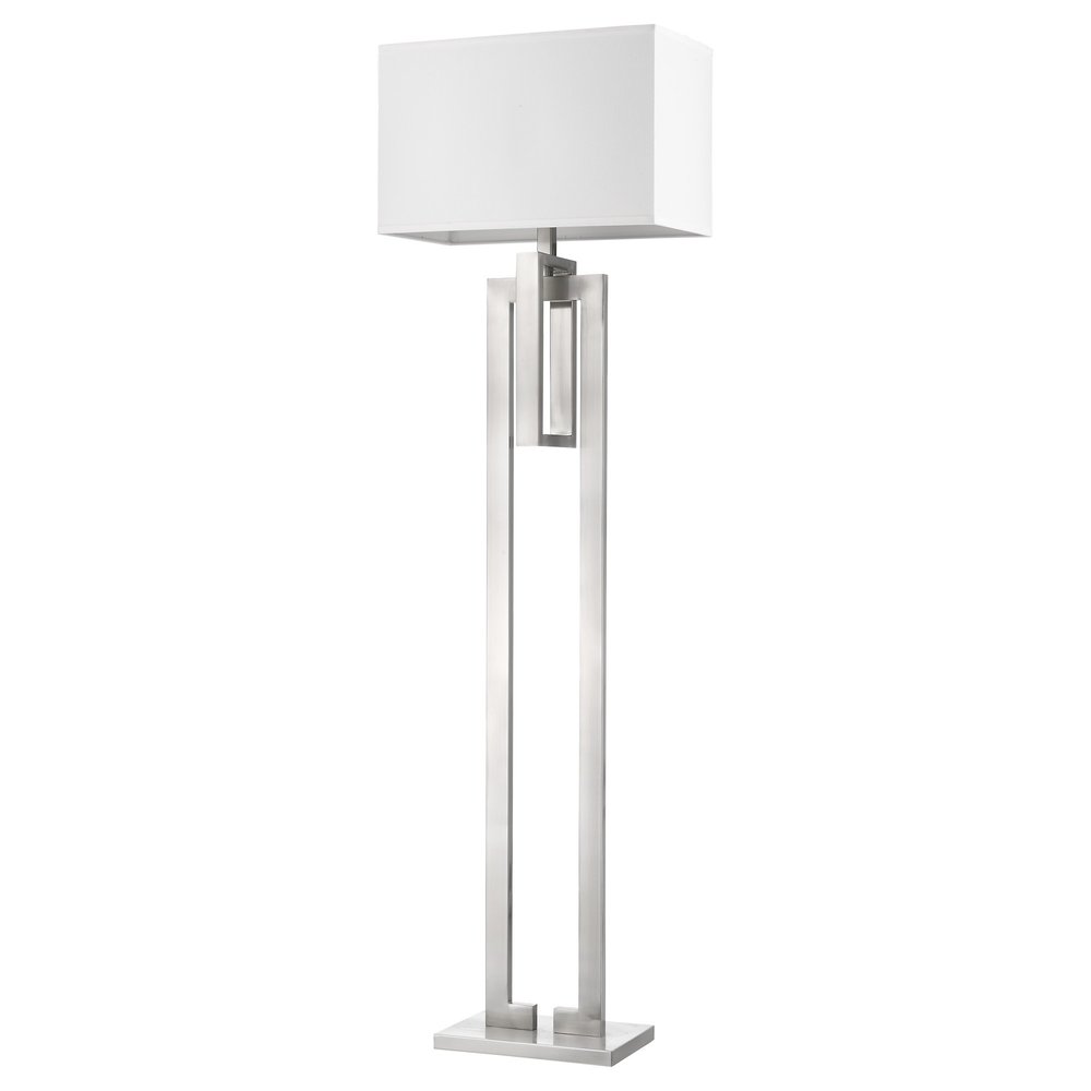 64" Nickel Traditional Shaped Floor Lamp With White Rectangular Shade — view 1