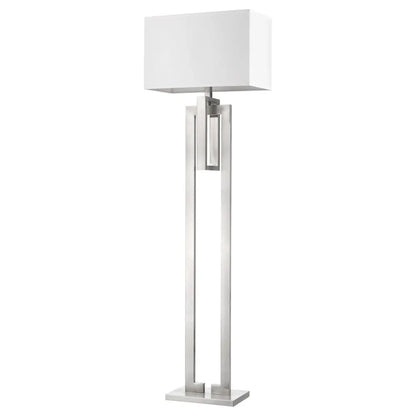 64" Nickel Traditional Shaped Floor Lamp With White Rectangular Shade HomeRoots