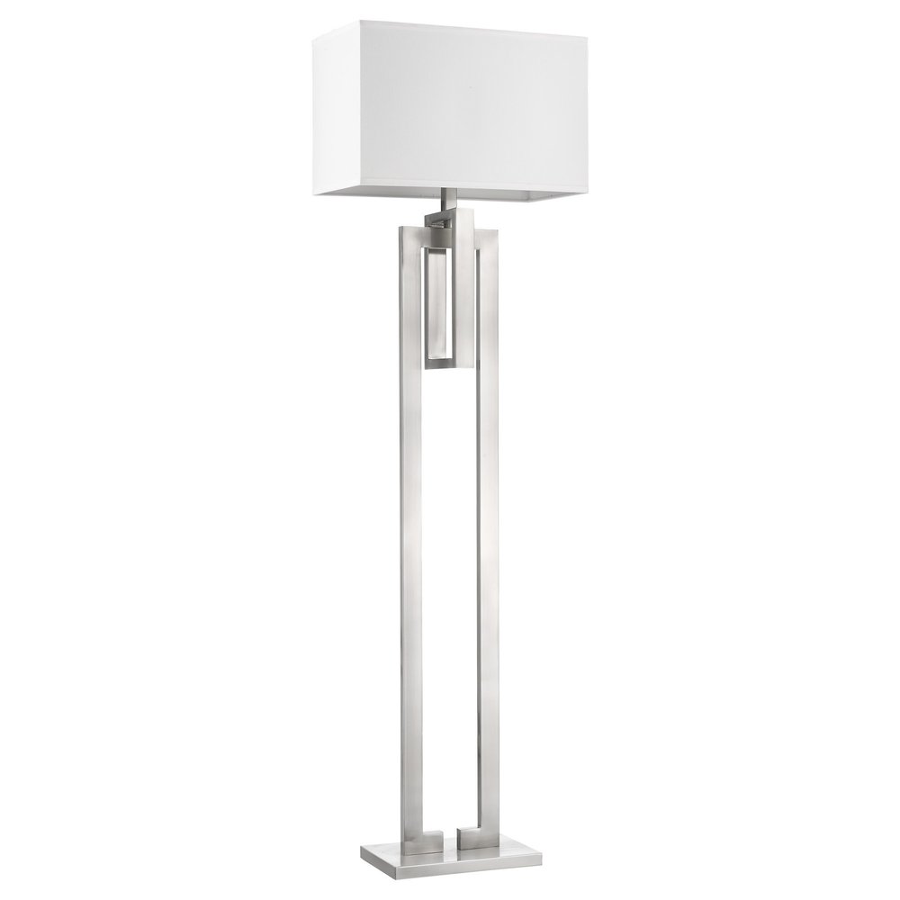 64" Nickel Traditional Shaped Floor Lamp With White Rectangular Shade HomeRoots