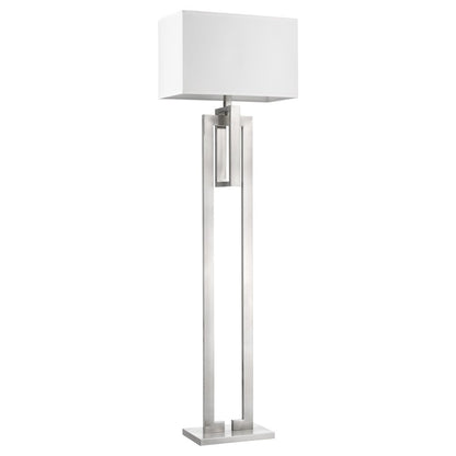64" Nickel Traditional Shaped Floor Lamp With White Rectangular Shade HomeRoots