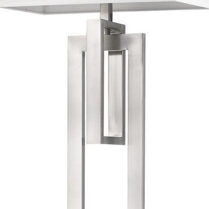 64" Nickel Traditional Shaped Floor Lamp With White Rectangular Shade HomeRoots
