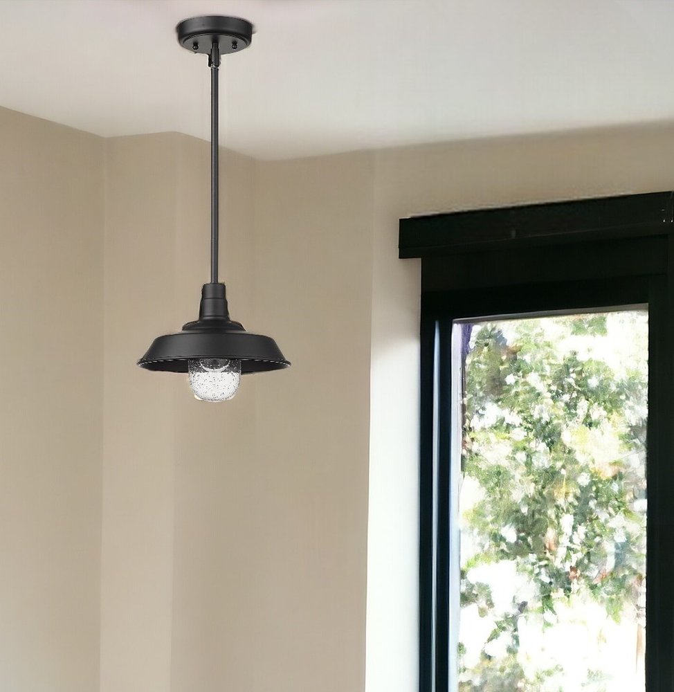 Matte Black Shallow Plate Adjustable Pendant Light HomeRoots