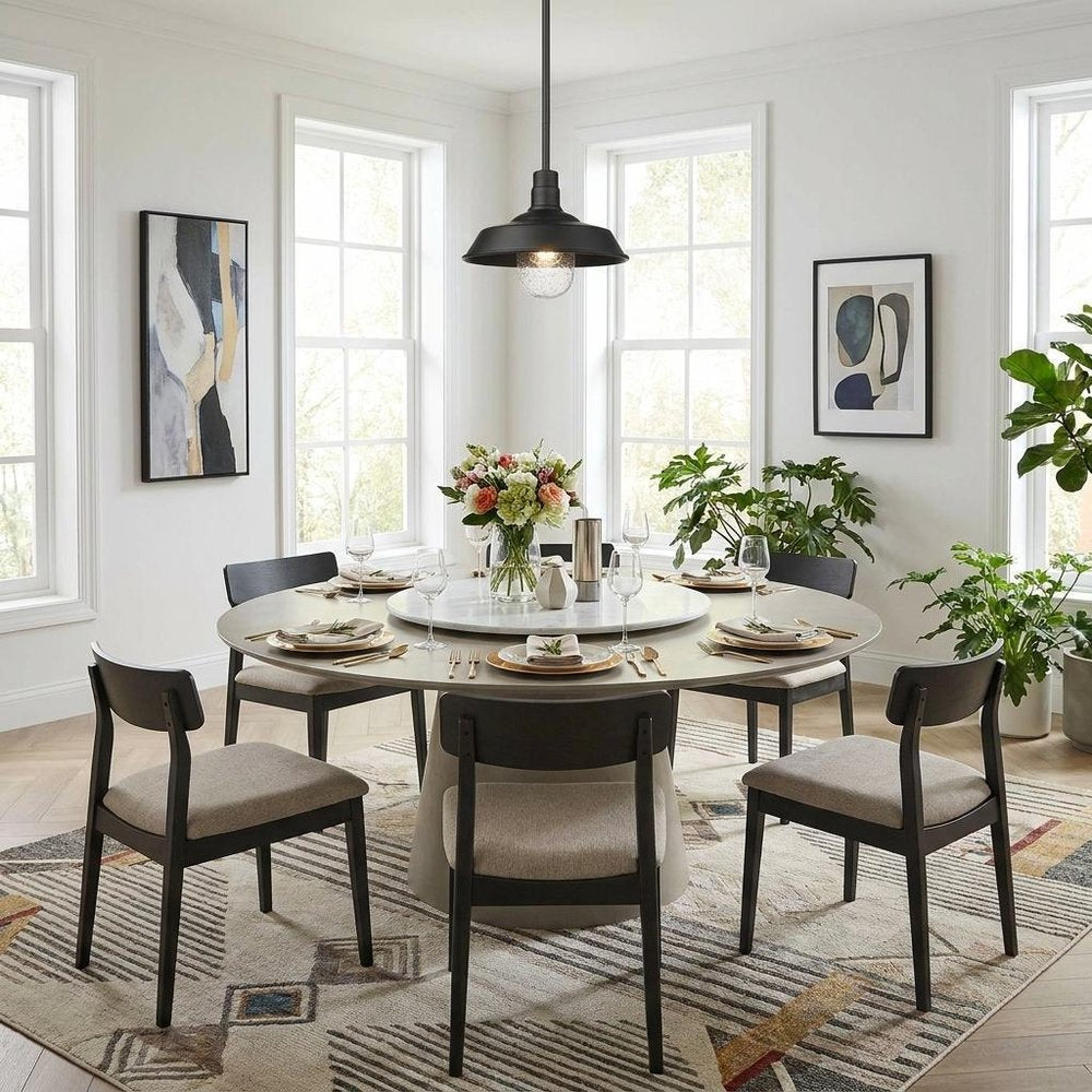 Matte Black Shallow Plate Adjustable Pendant Light HomeRoots