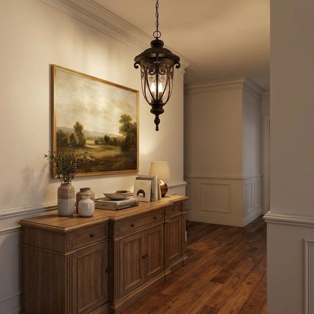 Naples 3-Light Marbelized Mahogany Hanging Light HomeRoots