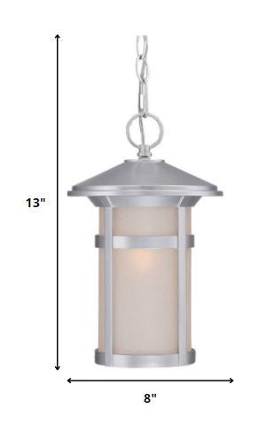 Silver Lantern Metal Dimmable Chandelier With Frosted Shades HomeRoots