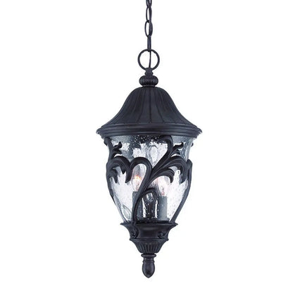 Three Light Matte Black Leaf Detail Hanging Light HomeRoots