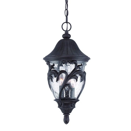 Three Light Matte Black Leaf Detail Hanging Light HomeRoots