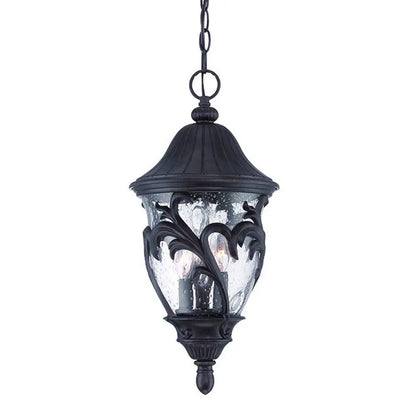Three Light Matte Black Leaf Detail Hanging Light HomeRoots