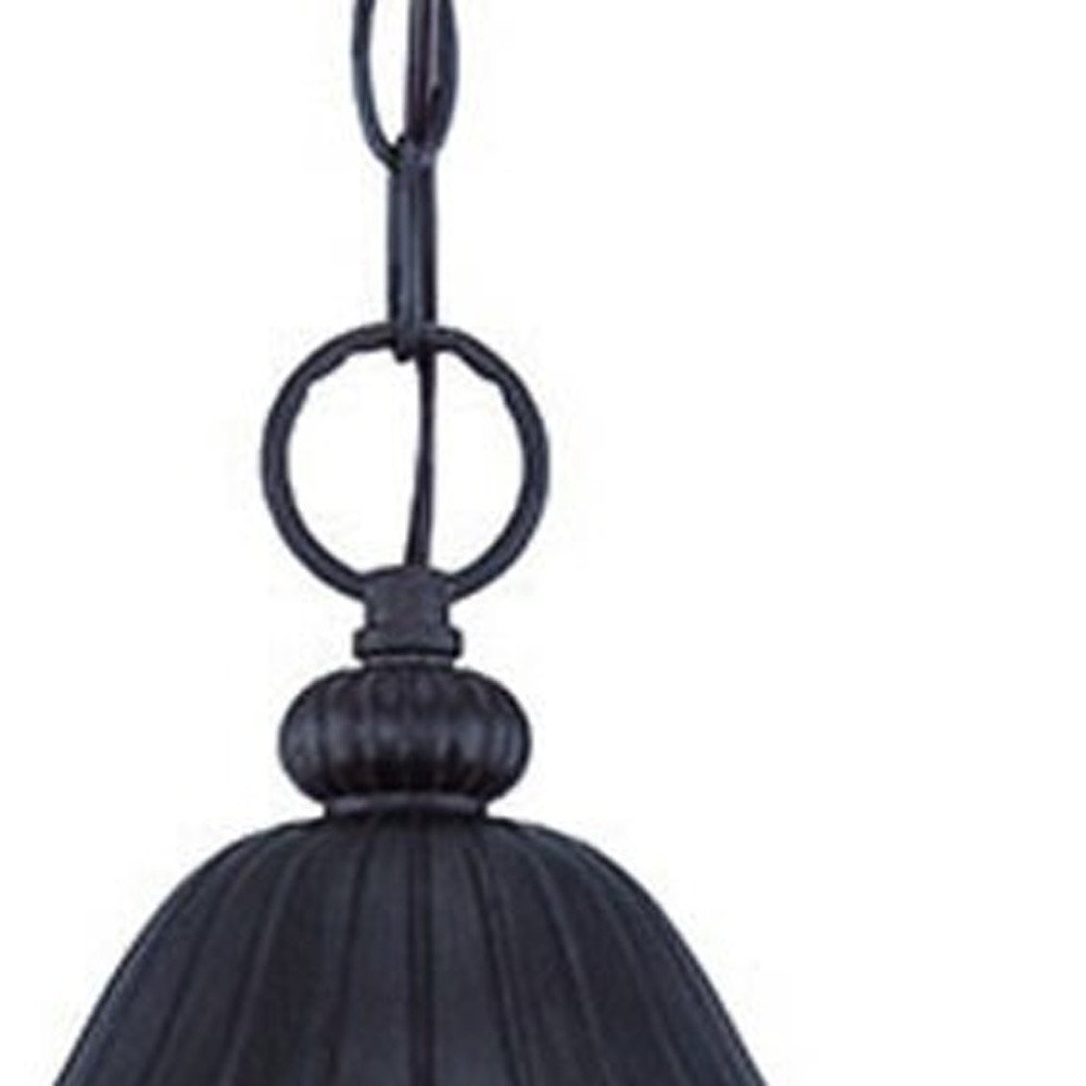 Three Light Matte Black Leaf Detail Hanging Light — view 5