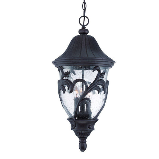 XL Three Light Matte Black Leaf Detail Hanging Light HomeRoots