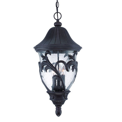 XL Three Light Matte Black Leaf Detail Hanging Light HomeRoots