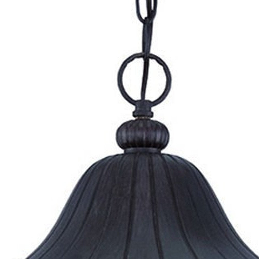 XL Three Light Matte Black Leaf Detail Hanging Light — view 5