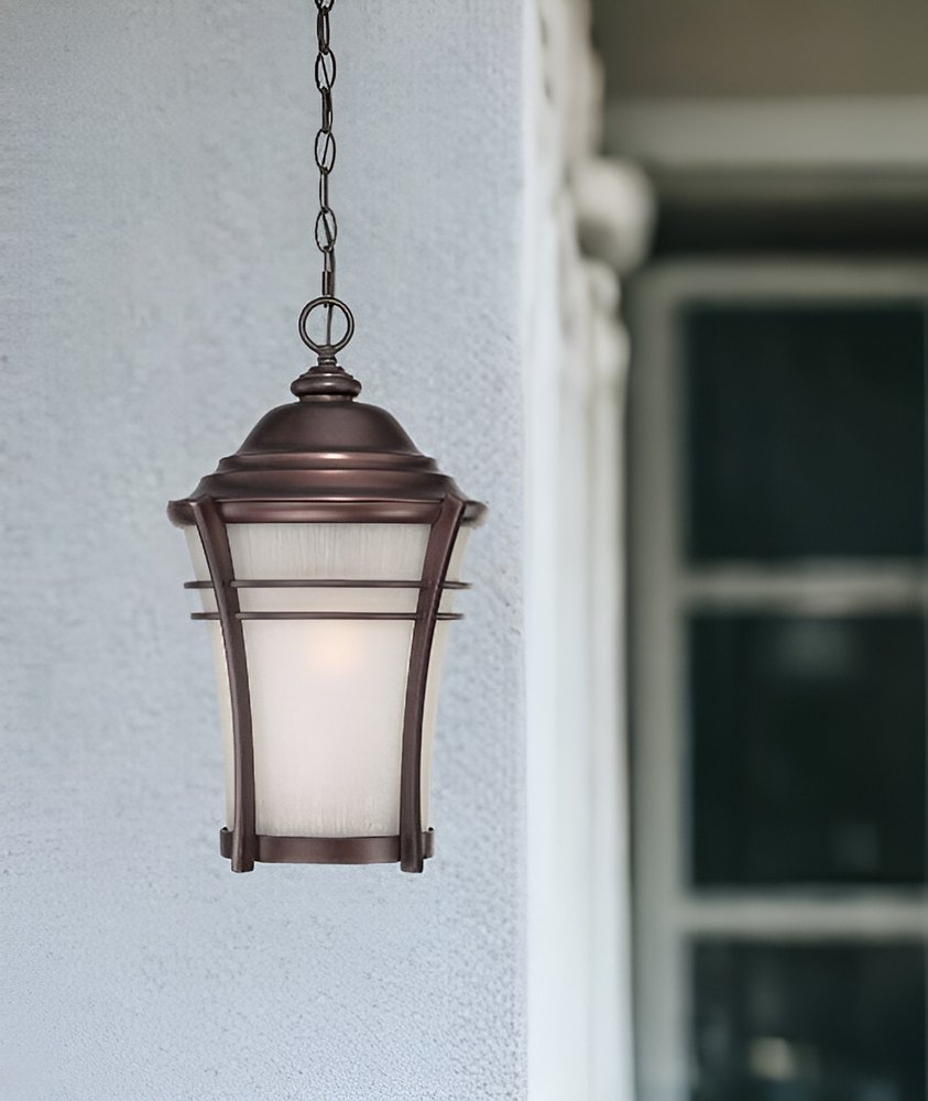 Frosted Glass Bronze Lantern Hanging Light HomeRoots