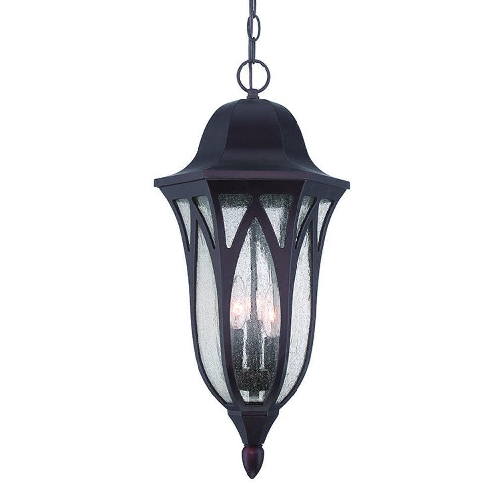 XL Matte Black Geometric Glass Hanging Light - FurniFindUSA