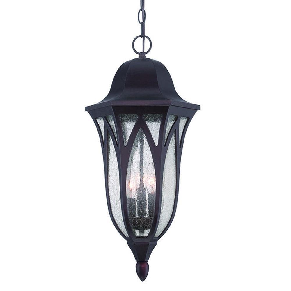 XL Matte Black Geometric Glass Hanging Light - FurniFindUSA