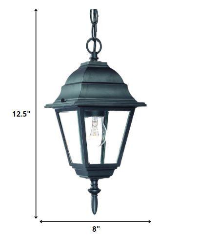 Matte Black Beveled Glass Outdoor Hanging Light - FurniFindUSA