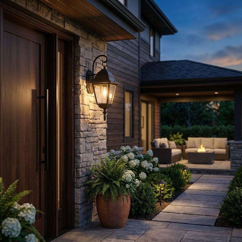 Matte Black Beveled Glass Outdoor Hanging Light — view 6