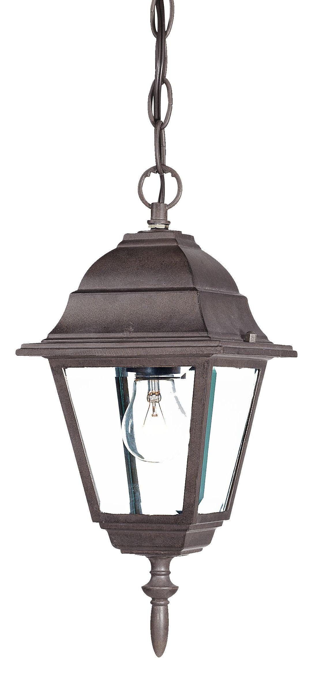 Antique Brown Beveled Glass Outdoor Hanging Light - FurniFindUSA