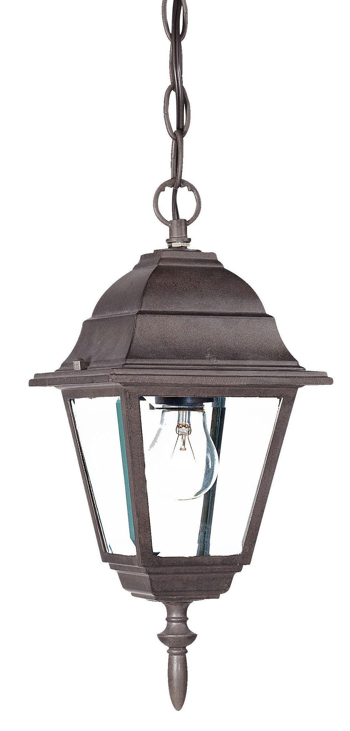 Antique Brown Beveled Glass Outdoor Hanging Light - FurniFindUSA