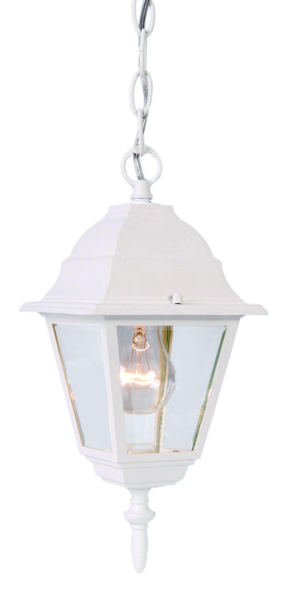 Distressed White Beveled Glass Outdoor Hanging Light - FurniFindUSA