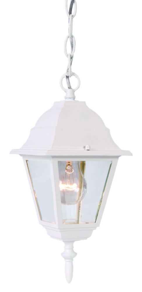Distressed White Beveled Glass Outdoor Hanging Light — view 1
