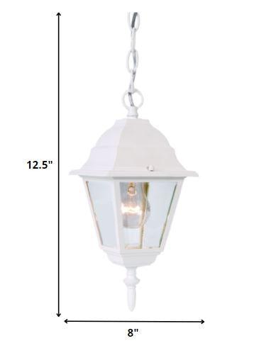 Distressed White Beveled Glass Outdoor Hanging Light - FurniFindUSA