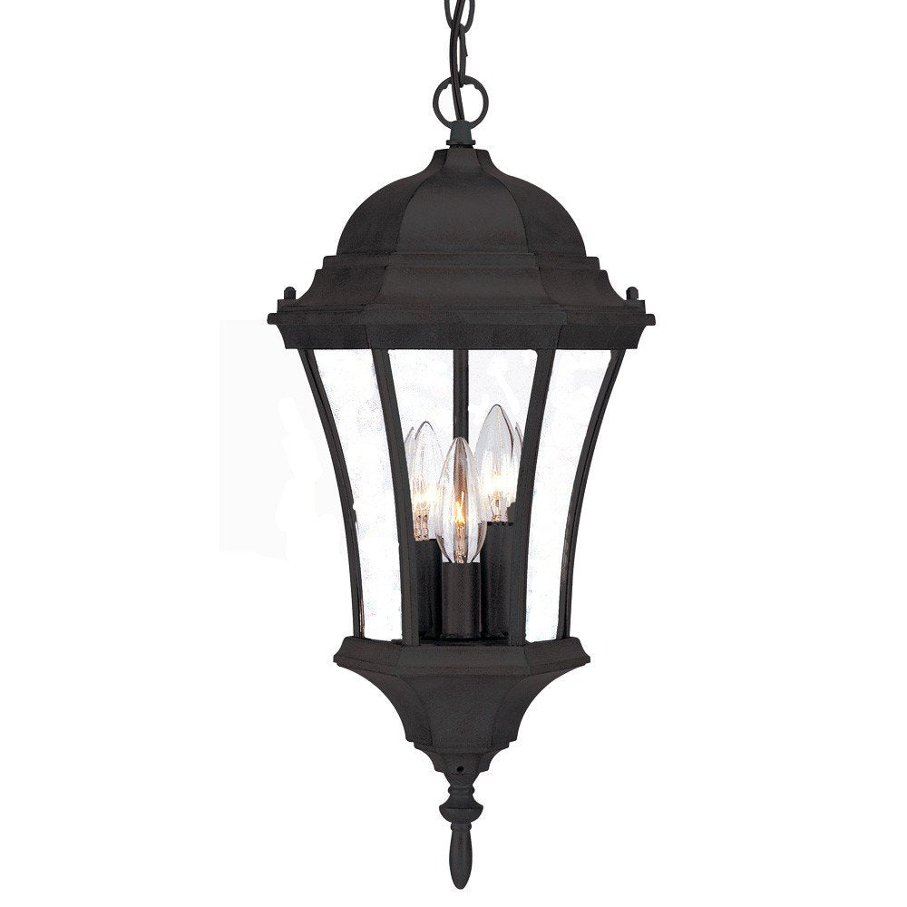Three Light Matte Black Carousel Lantern Hanging Light — view 1