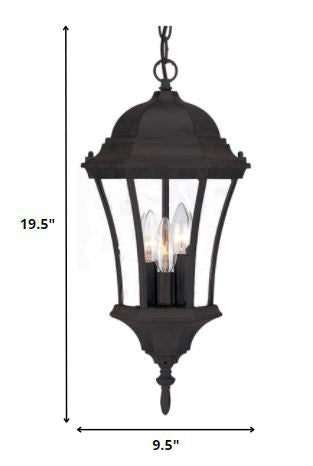 Three Light Matte Black Carousel Lantern Hanging Light — view 2