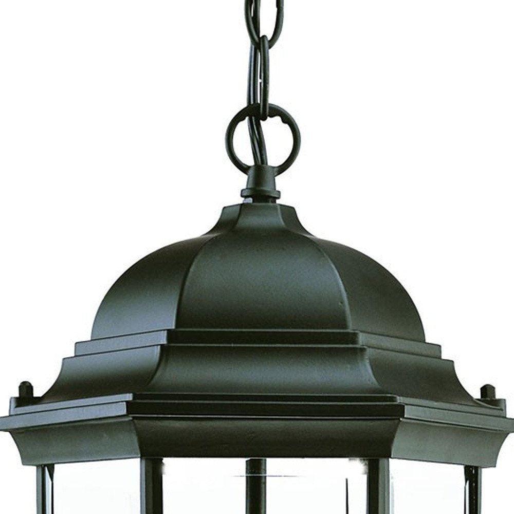 Three Light Matte Black Wide Lantern Hanging Light — view 4