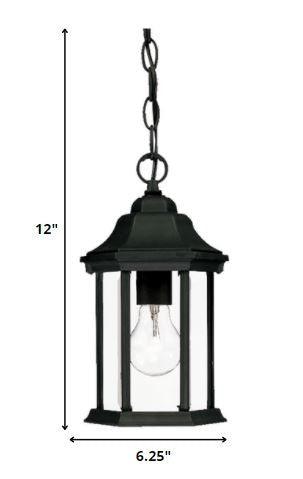 Narrow Matte Black Glass Lantern Hanging Light - FurniFindUSA