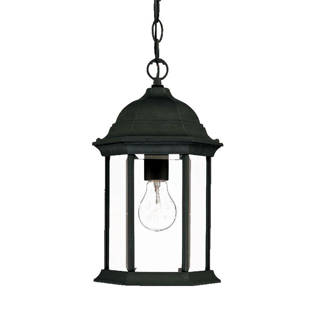 Matte Black Glass Lantern Hanging Light - FurniFindUSA