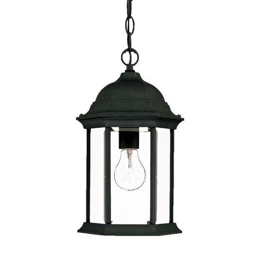 Matte Black Glass Lantern Hanging Light - FurniFindUSA