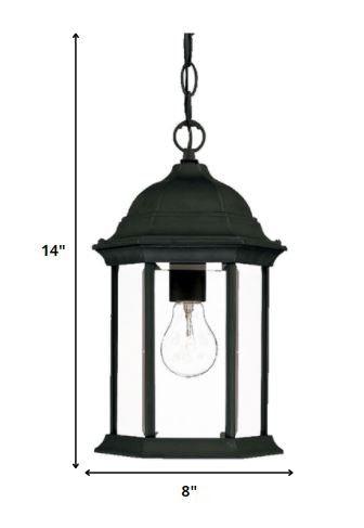 Matte Black Glass Lantern Hanging Light - FurniFindUSA