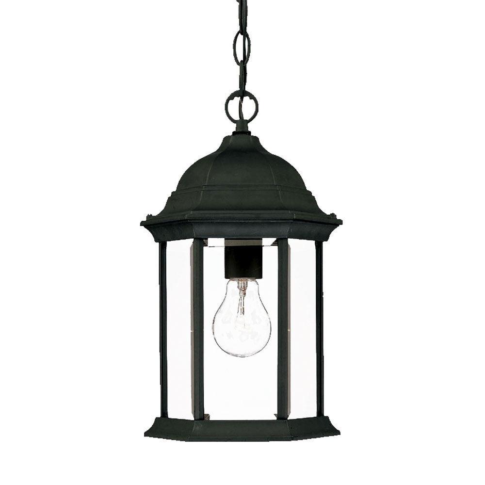 Matte Black Glass Lantern Hanging Light - FurniFindUSA