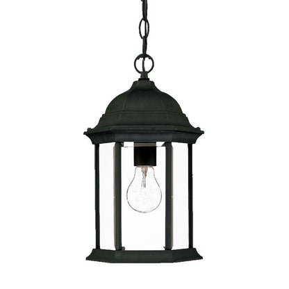 Matte Black Glass Lantern Hanging Light - FurniFindUSA