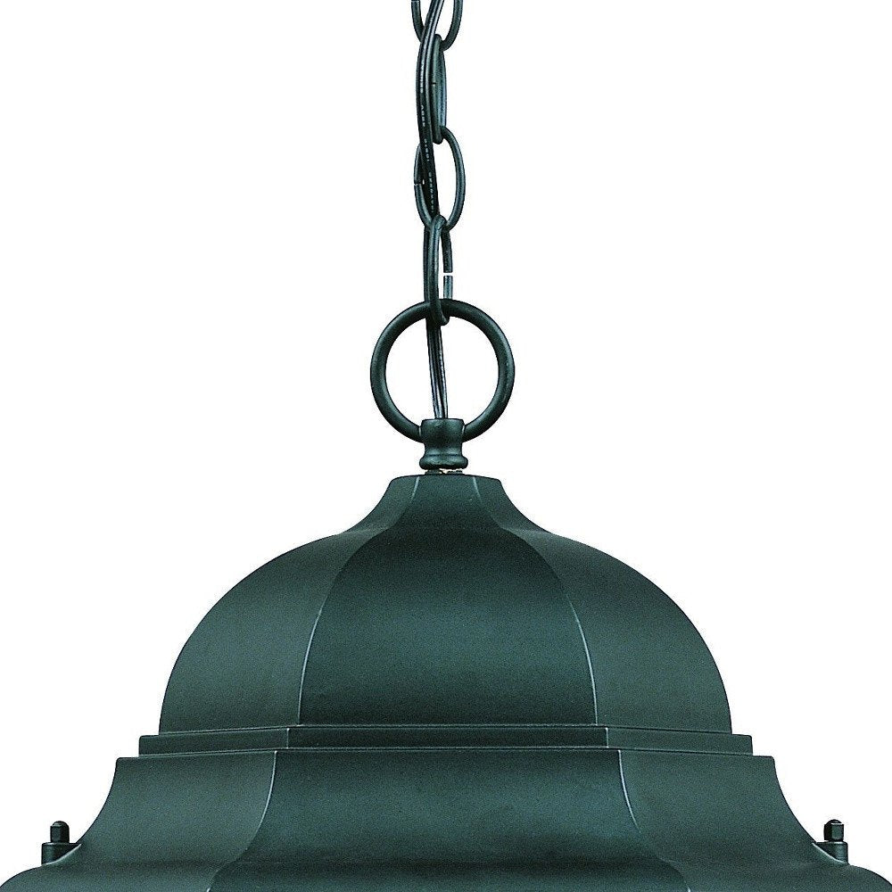 Three Light Matte Black Domed Glass Lantern Hanging Light HomeRoots