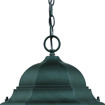 Three Light Matte Black Domed Glass Lantern Hanging Light HomeRoots