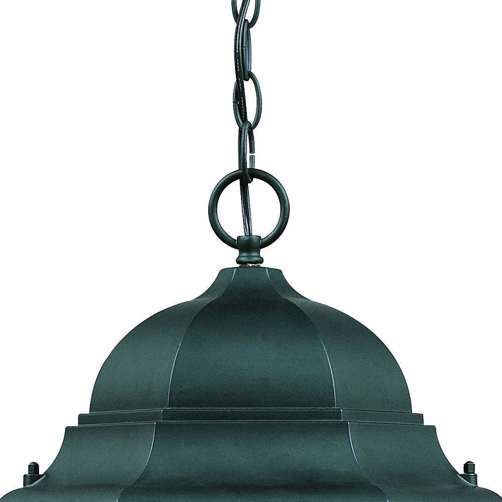 Three Light Matte Black Domed Glass Lantern Hanging Light — view 4