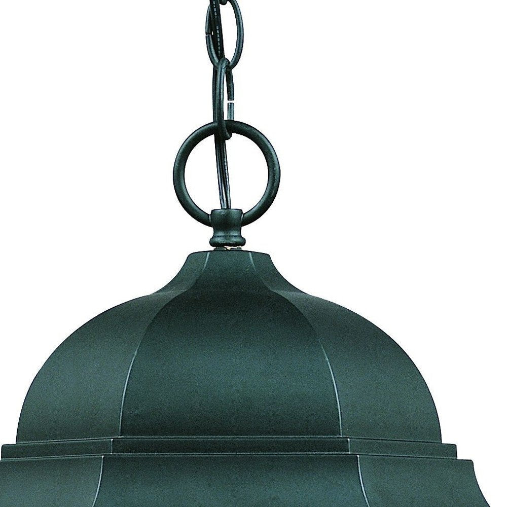 Three Light Matte Black Domed Glass Lantern Hanging Light — view 5