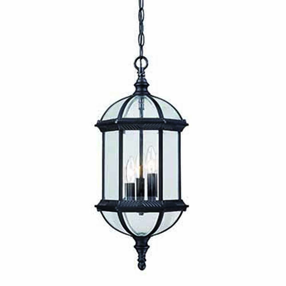 Three Light Matte Black Eastern Lantern Hanging Light — view 1