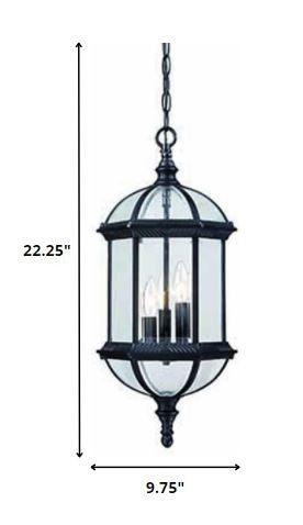 Three Light Matte Black Eastern Lantern Hanging Light - FurniFindUSA