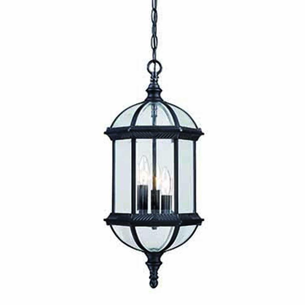 Three Light Matte Black Eastern Lantern Hanging Light - FurniFindUSA