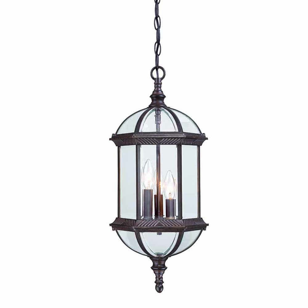 Three Light Dark Brown Eastern Lantern Hanging Light — view 1