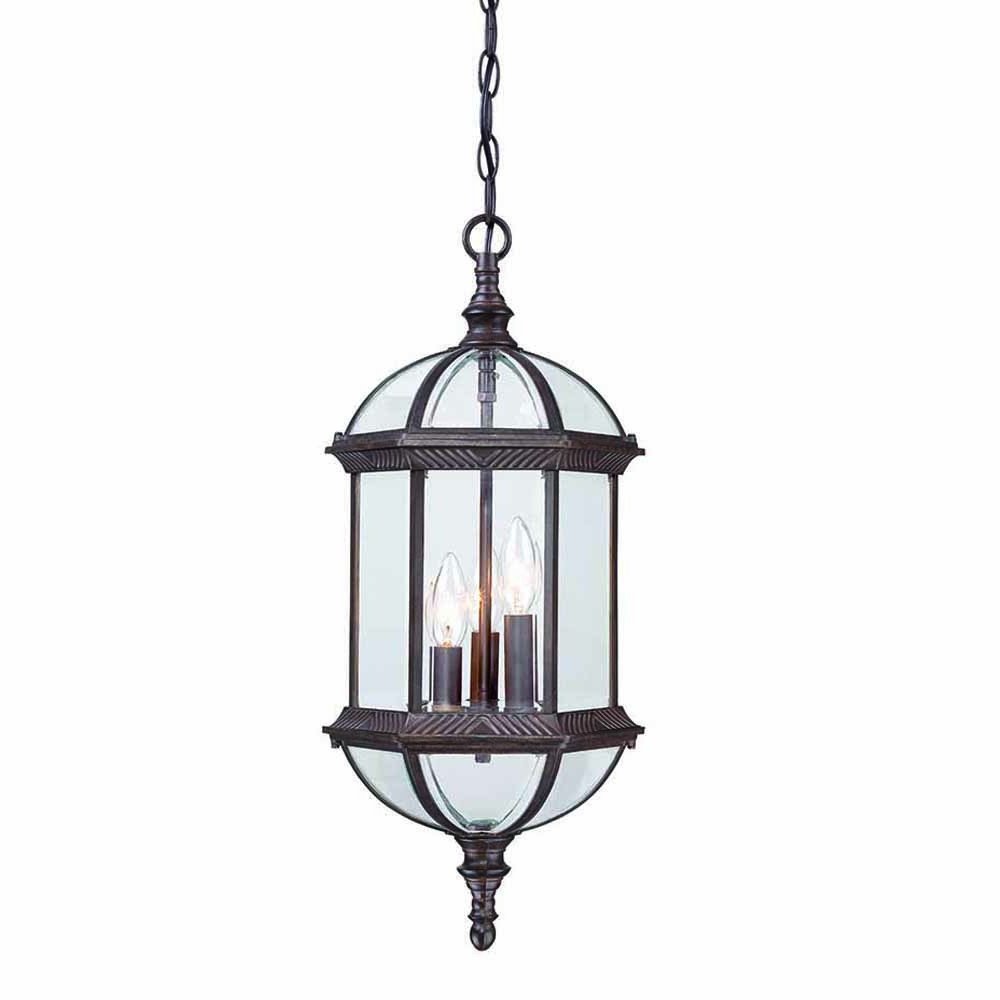 Three Light Dark Brown Eastern Lantern Hanging Light — view 3